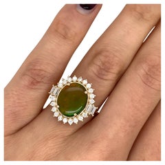 Ammolite & Moissanite Ring Set In 9ct Yellow Gold