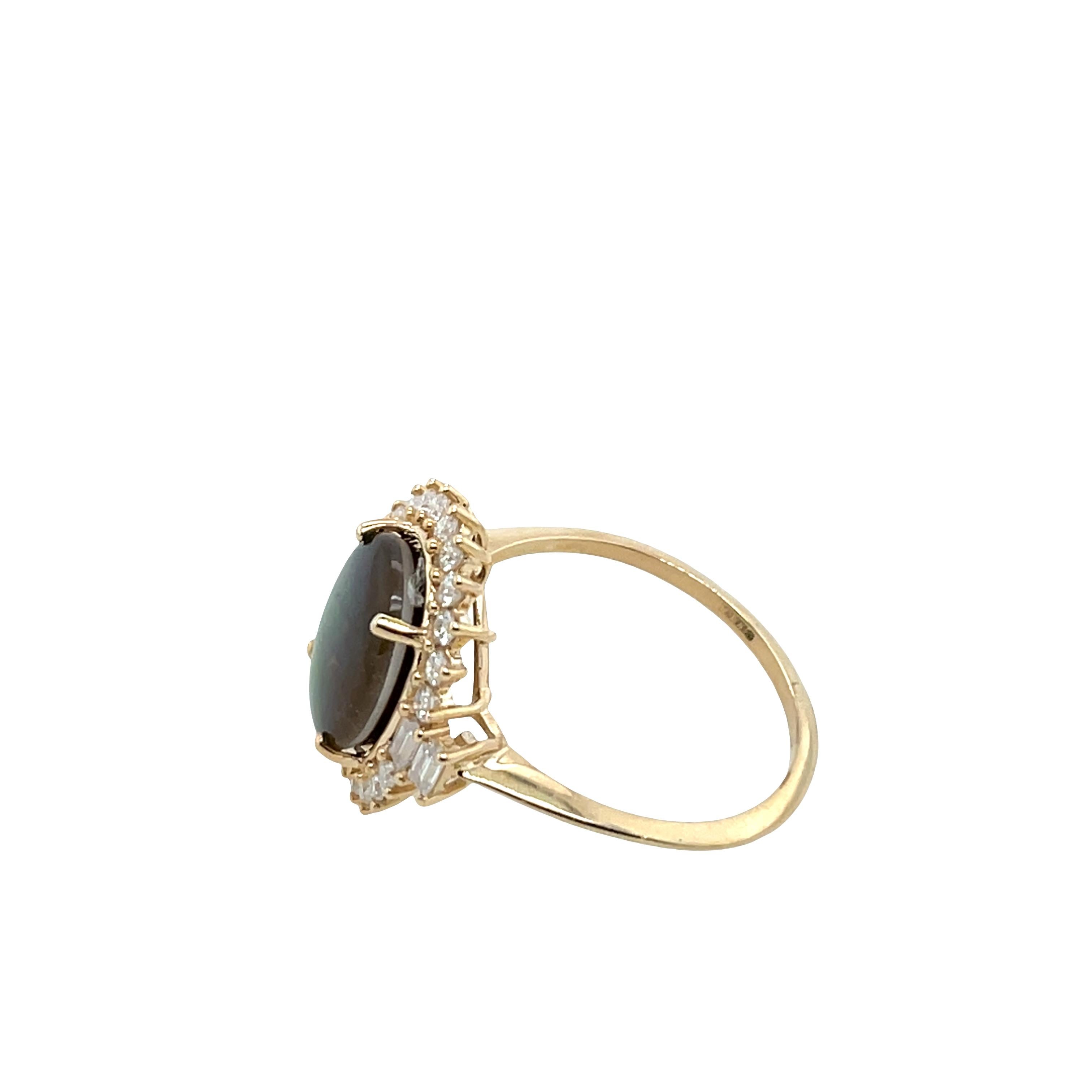 Bague en ammolite et moissanite en or jaune 9ct en vente 2