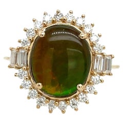 Bague en ammolite et moissanite en or jaune 9ct