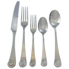 Ammonite by Ginkgo Stainless Steel Flatware Set Service 62 Pieces Estate