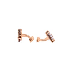 Gemelli con perle di Ammonite in marrone con MOP bianco e argento placcato oro rosa 18k