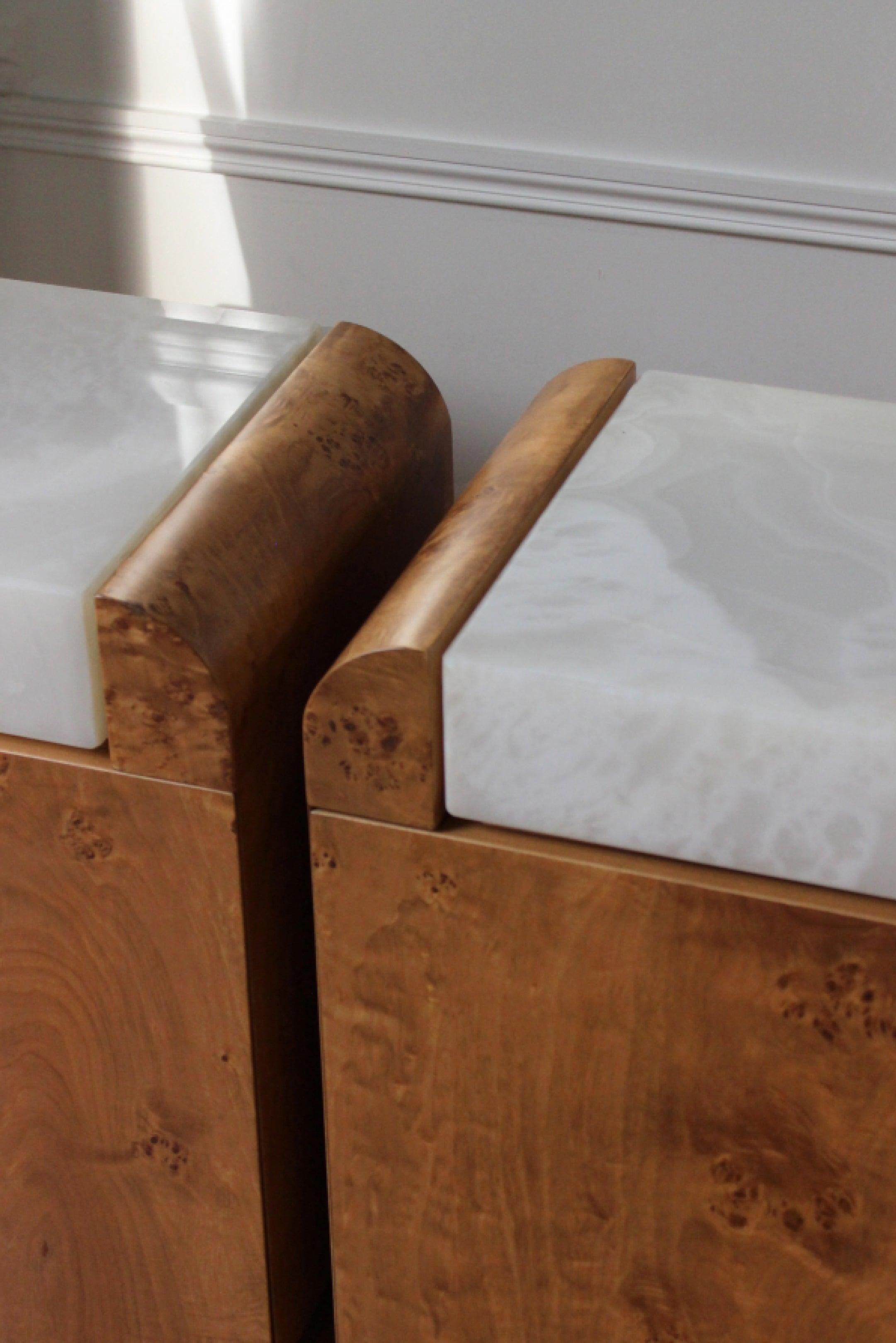 Onyx Table d'appoint Amo en bois et onyx Marbera