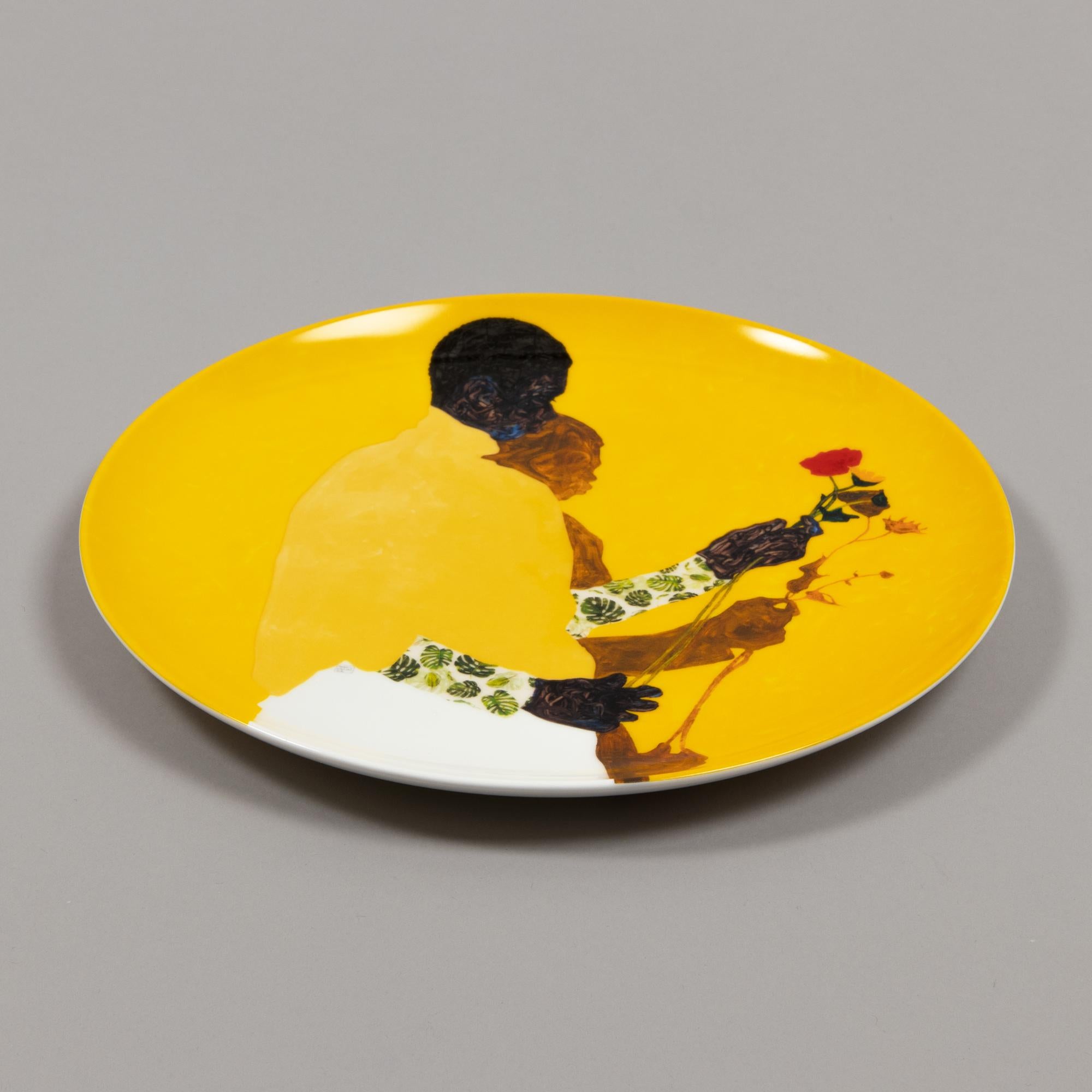 Amoako Boafo, Monstera Leaf Sleeve - Limited Edition Plate, African Art 1
