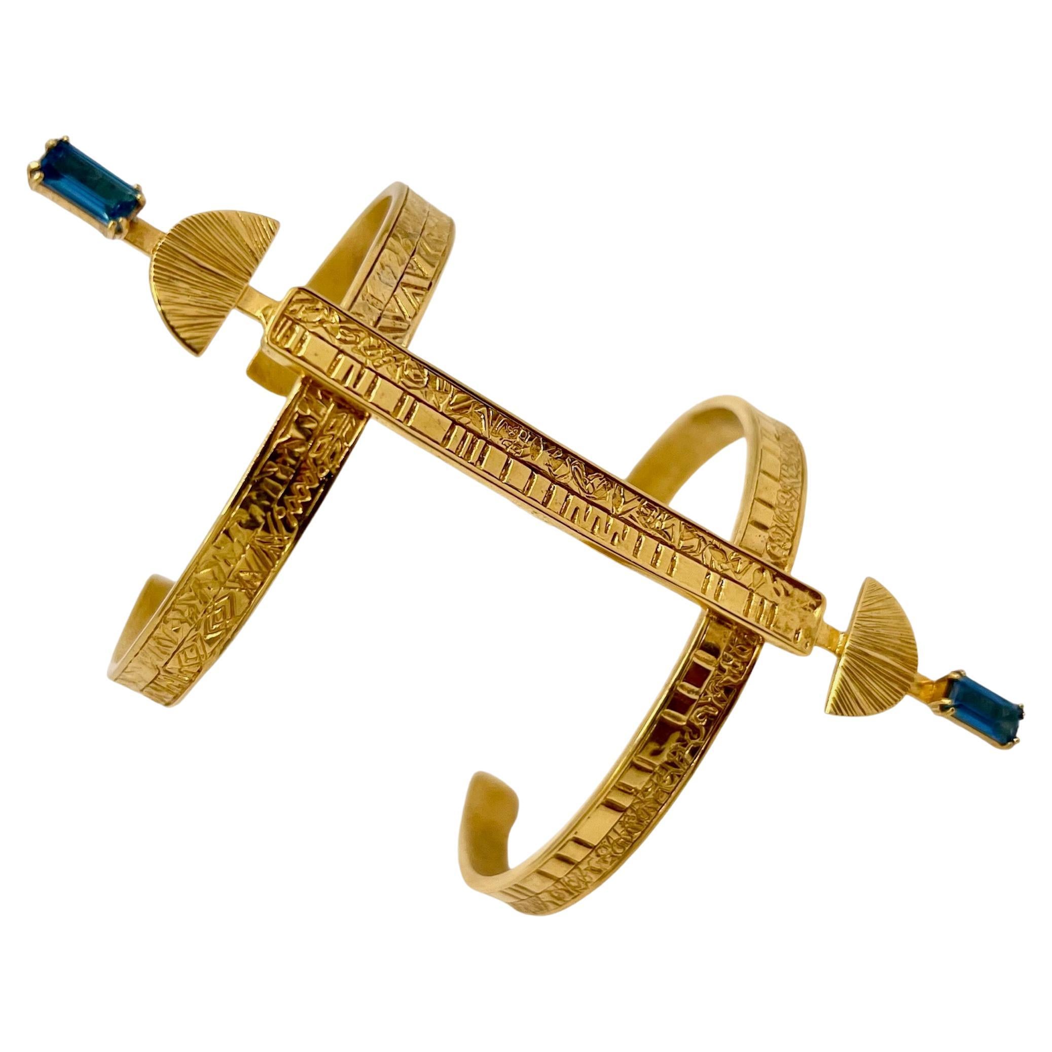 Baguette Cut Amunet Bracelet in 14k Yellow Gold, Regal Elegance Reimagined For Sale