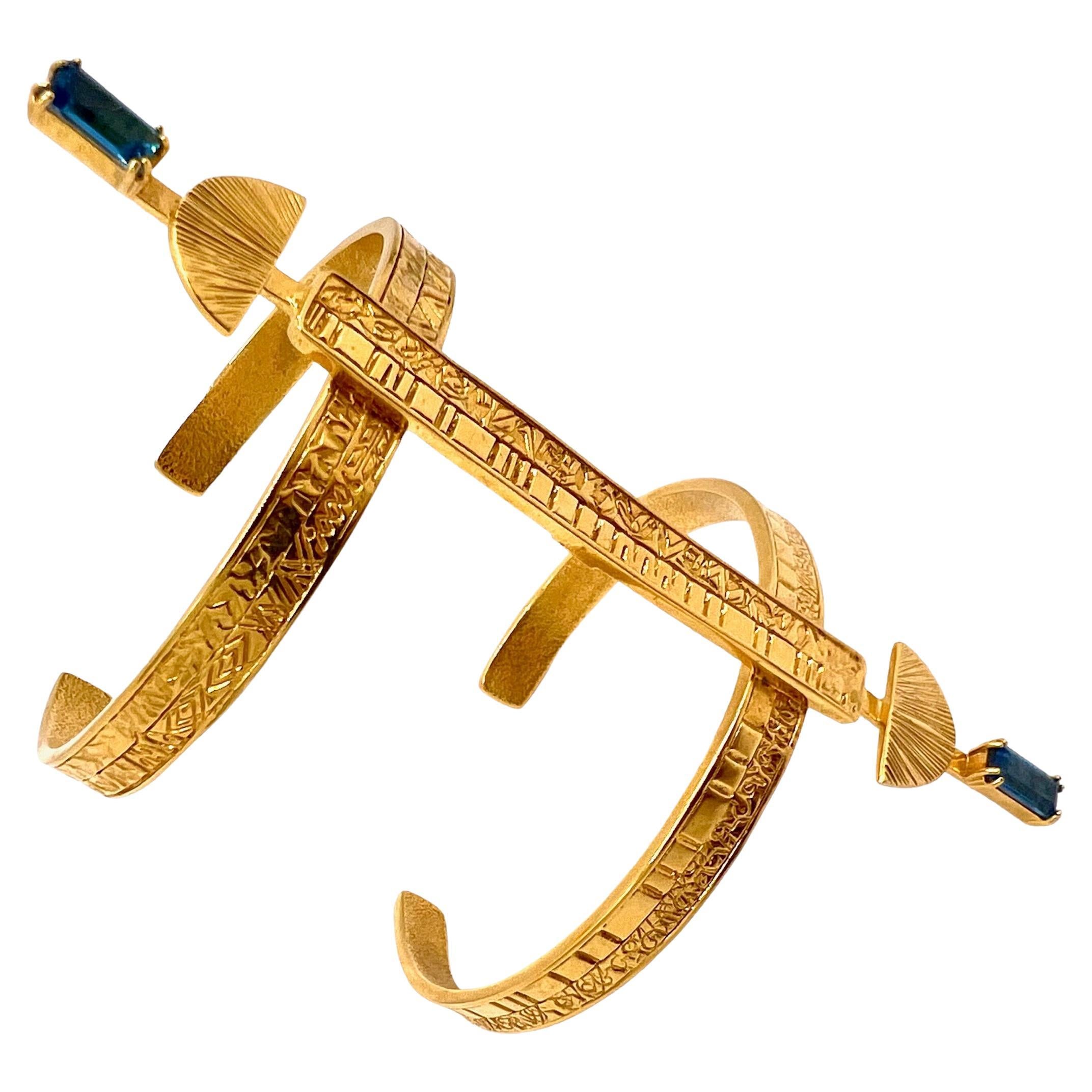 Amunet Bracelet in 14k Yellow Gold, Regal Elegance Reimagined For Sale