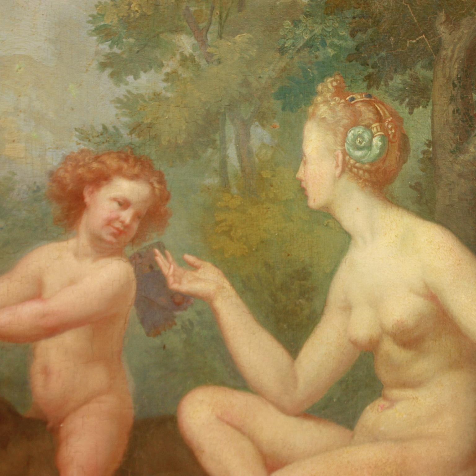 Renaissance Amor Vincit Omnia, Oil on panel, Follower School of Fontainebleau