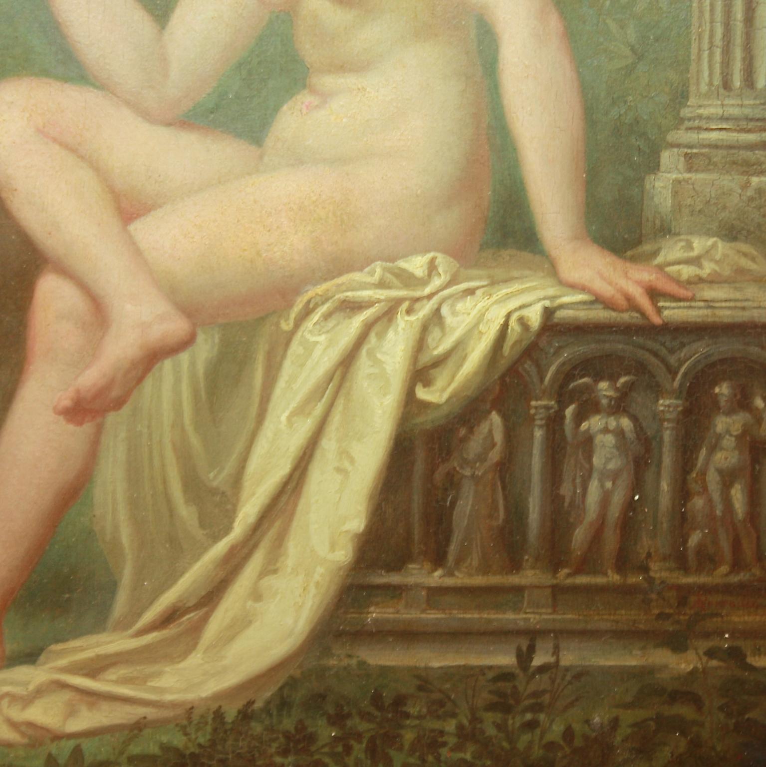 Painted Amor Vincit Omnia, Oil on panel, Follower School of Fontainebleau