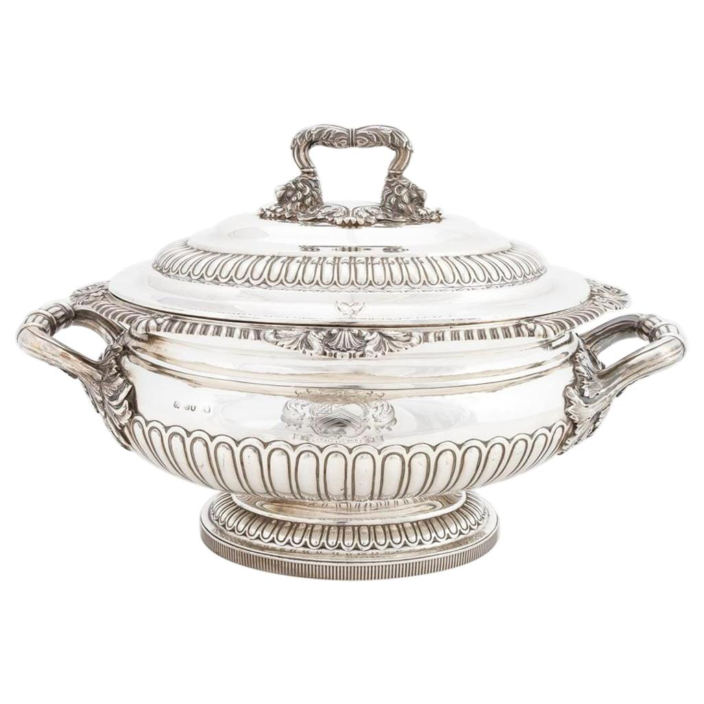 Amoral Sterling Silver Tureen, London, circa 1817 For Sale