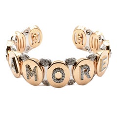 Amore Diamonds Rose and White Gold Bangle Bracelet Made in Italy