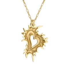 Collana con ciondolo a forma di cuore scultoreo "Amorette", in oro 18 carati, realizzata a mano