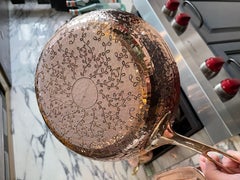 Amoretti Brothers Hand-Engraved Copper Fry Pan with Leaves