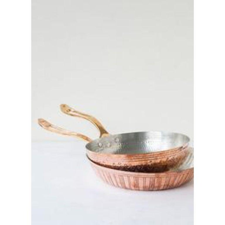 Contemporary Amoretti Brothers Hand-Engraved Leaves Copper Frying Pan For Sale