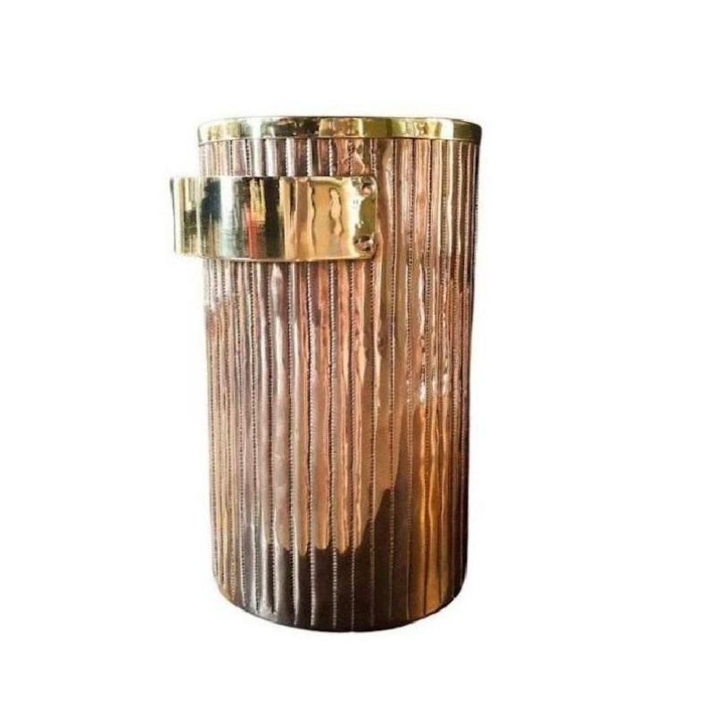 Amoretti Brothers Hand-hammered Copper Ice Bucket with Brass Decors