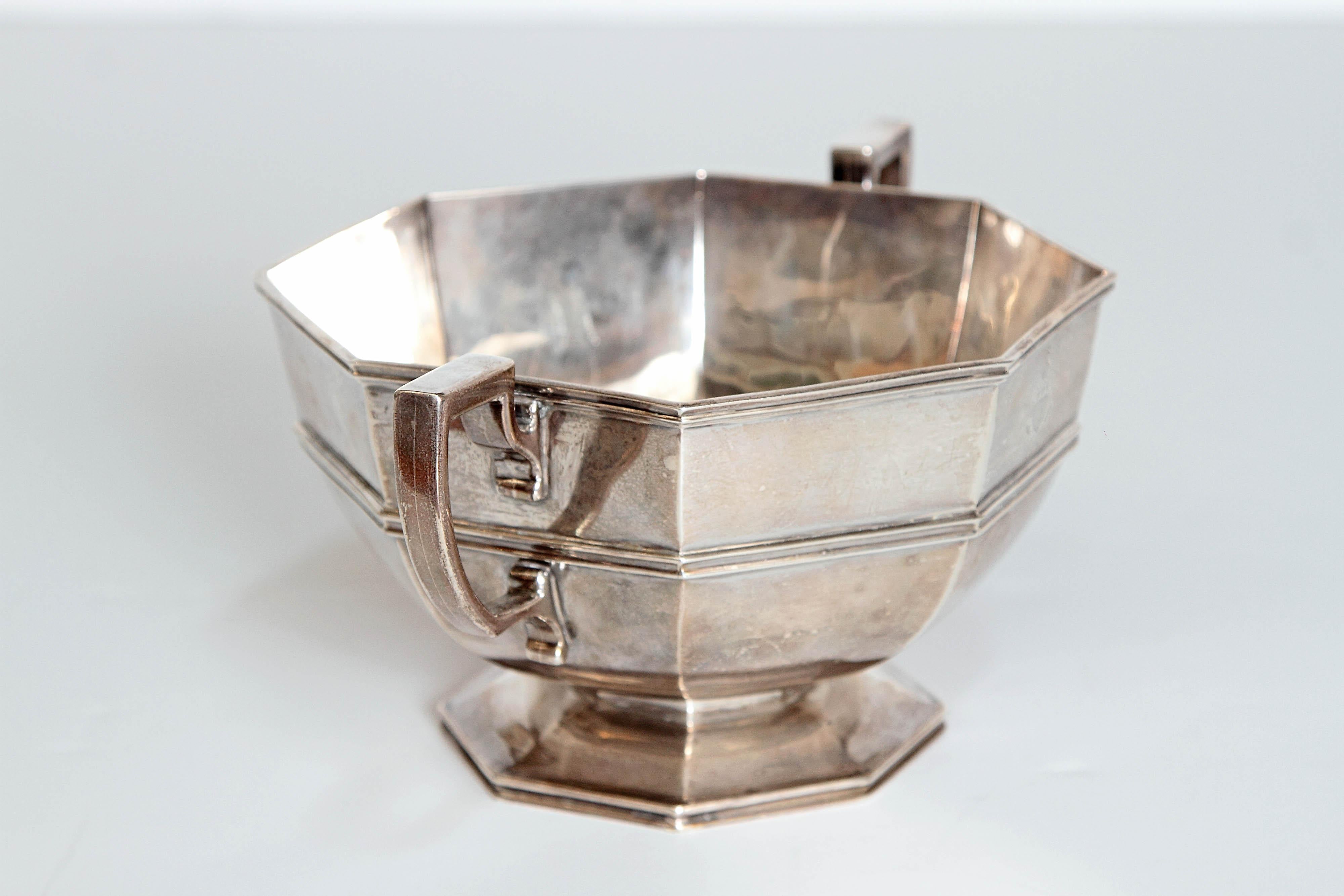 Armorial Silver Pedestal Bowl / Cup by C. C. Pilling for Tiffany & Co. 1