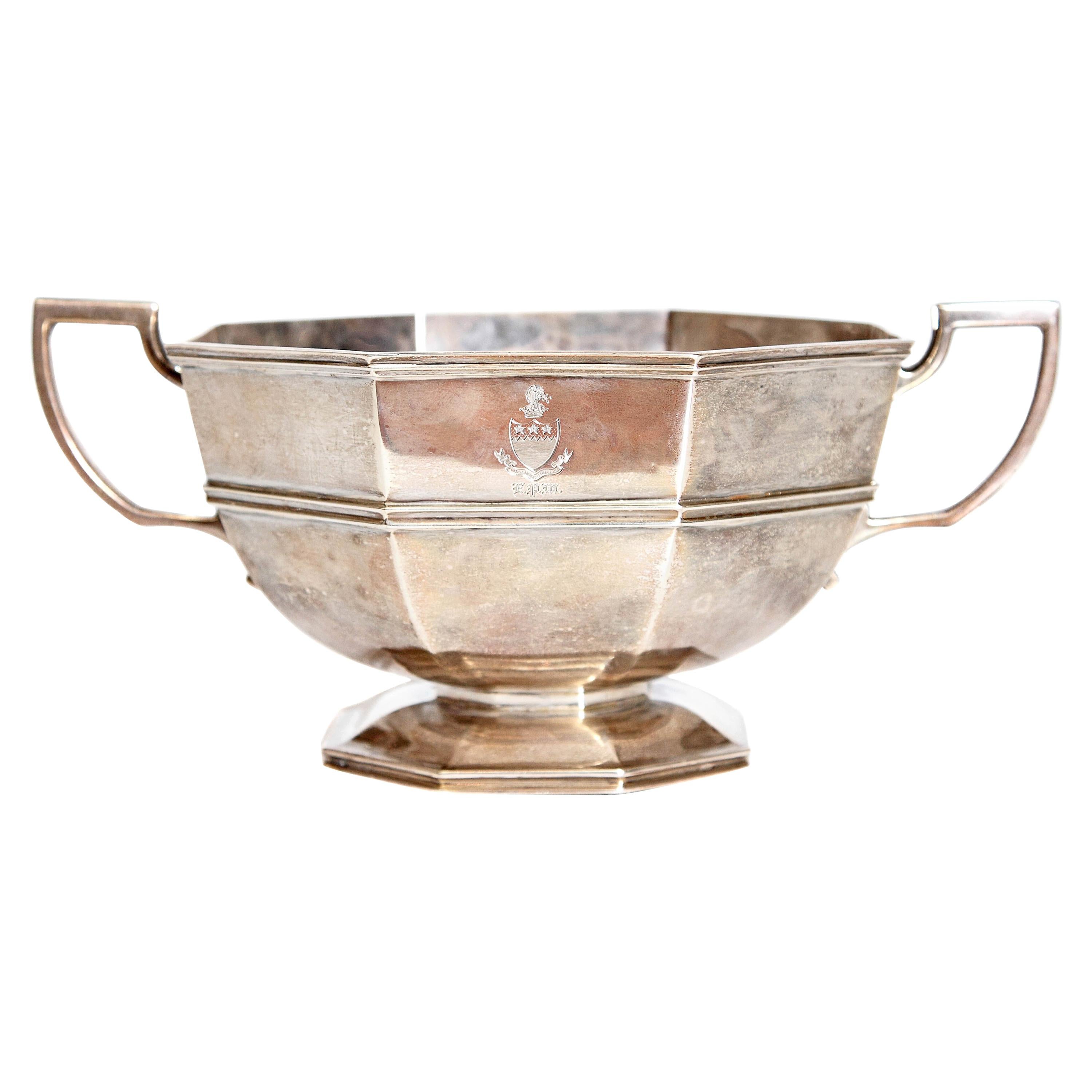 Armorial Silver Pedestal Bowl / Cup by C. C. Pilling for Tiffany & Co.