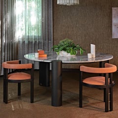 Amoris Glossy Breccia Lunare Marble Top Dining Table
