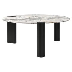 Amoris Glossy Breccia Lunare Marble Top Dining Table