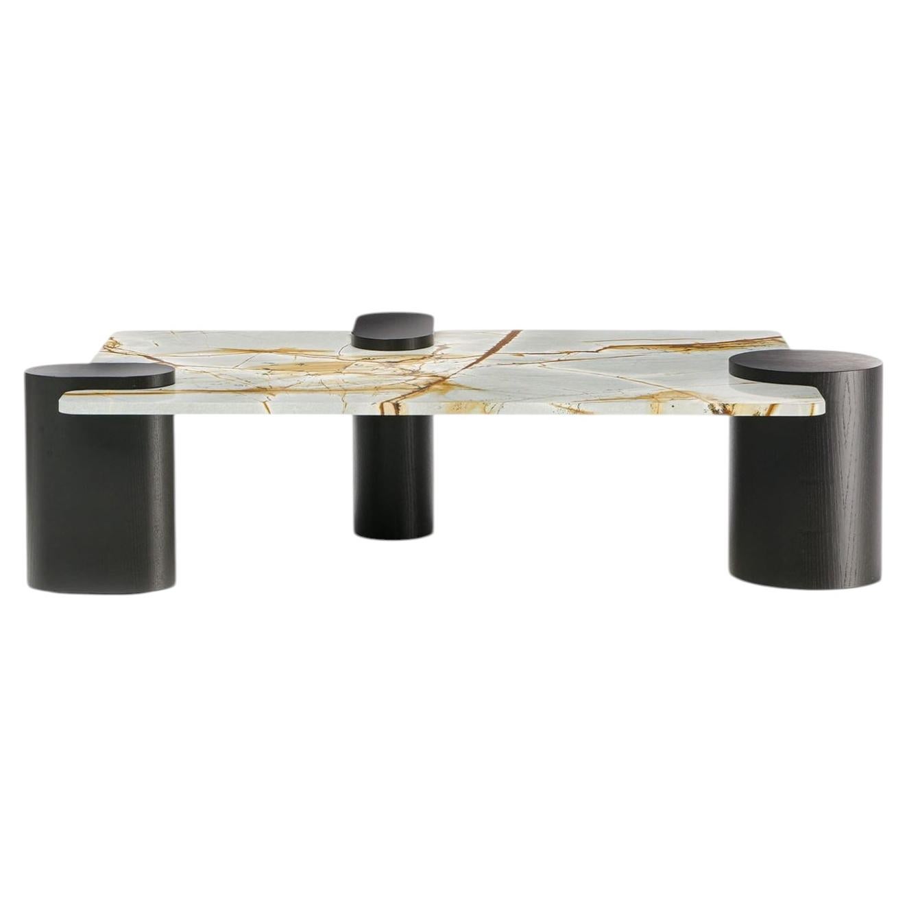 Amoris Low Blue Roma Quartzite Marble & Moka Ash Coffee Table