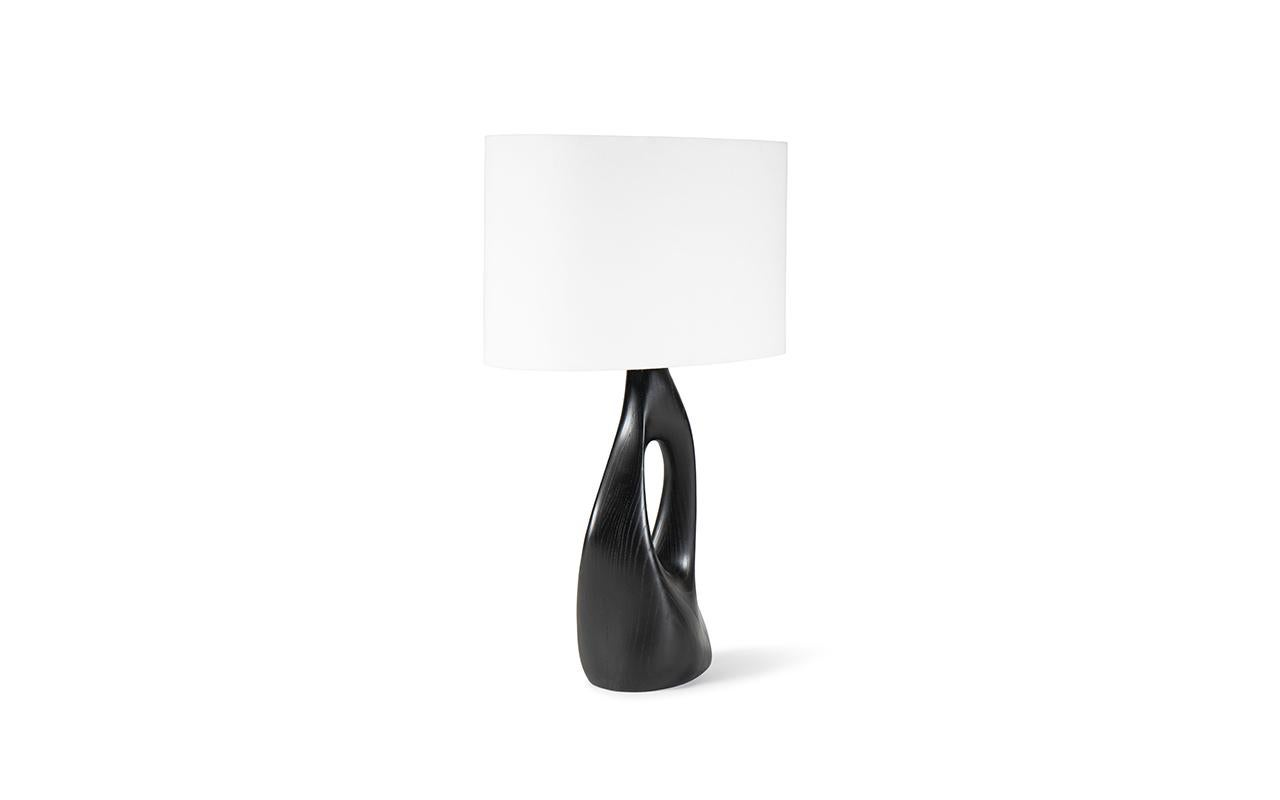Modern Amoroh Helix Table Lamp in Ebony stain With Oval Ivory Silk shade  For Sale