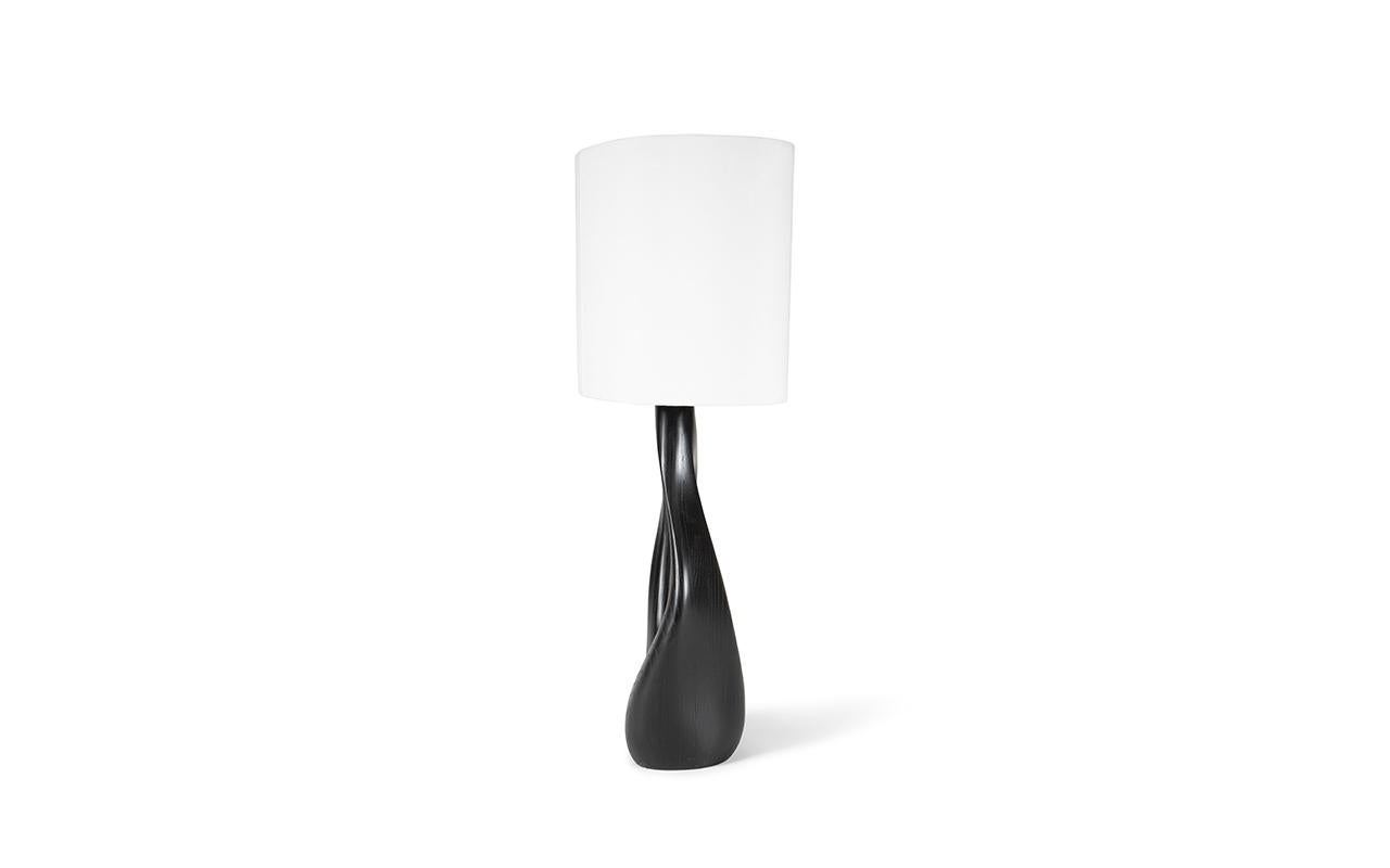 Amoroh Helix Table Lamp in Ebony stain With Oval Ivory Silk shade  In New Condition For Sale In Los Angeles, CA