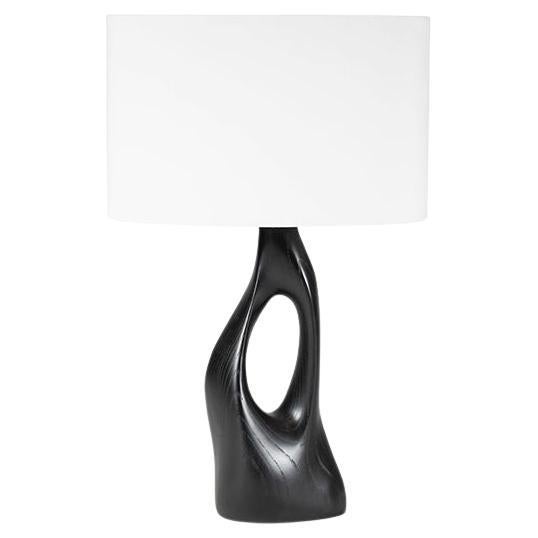 Amoroh Helix Table Lamp in Ebony stain With Oval Ivory Silk shade  For Sale