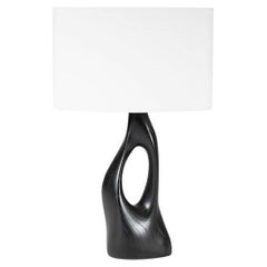 Amoroh Helix Table Lamp in Ebony stain With Oval Ivory Silk shade 