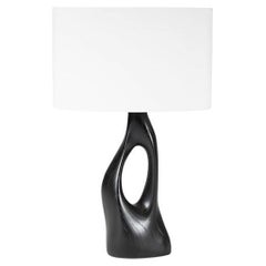 Amoroh Helix Table Lamp in Ebony stain With Oval Ivory Silk shade
