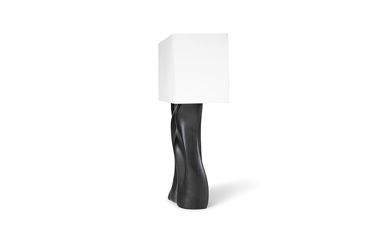 American Amoroph Doris Table lamp Ebony stain on Ash wood with Ivory Silk shade For Sale