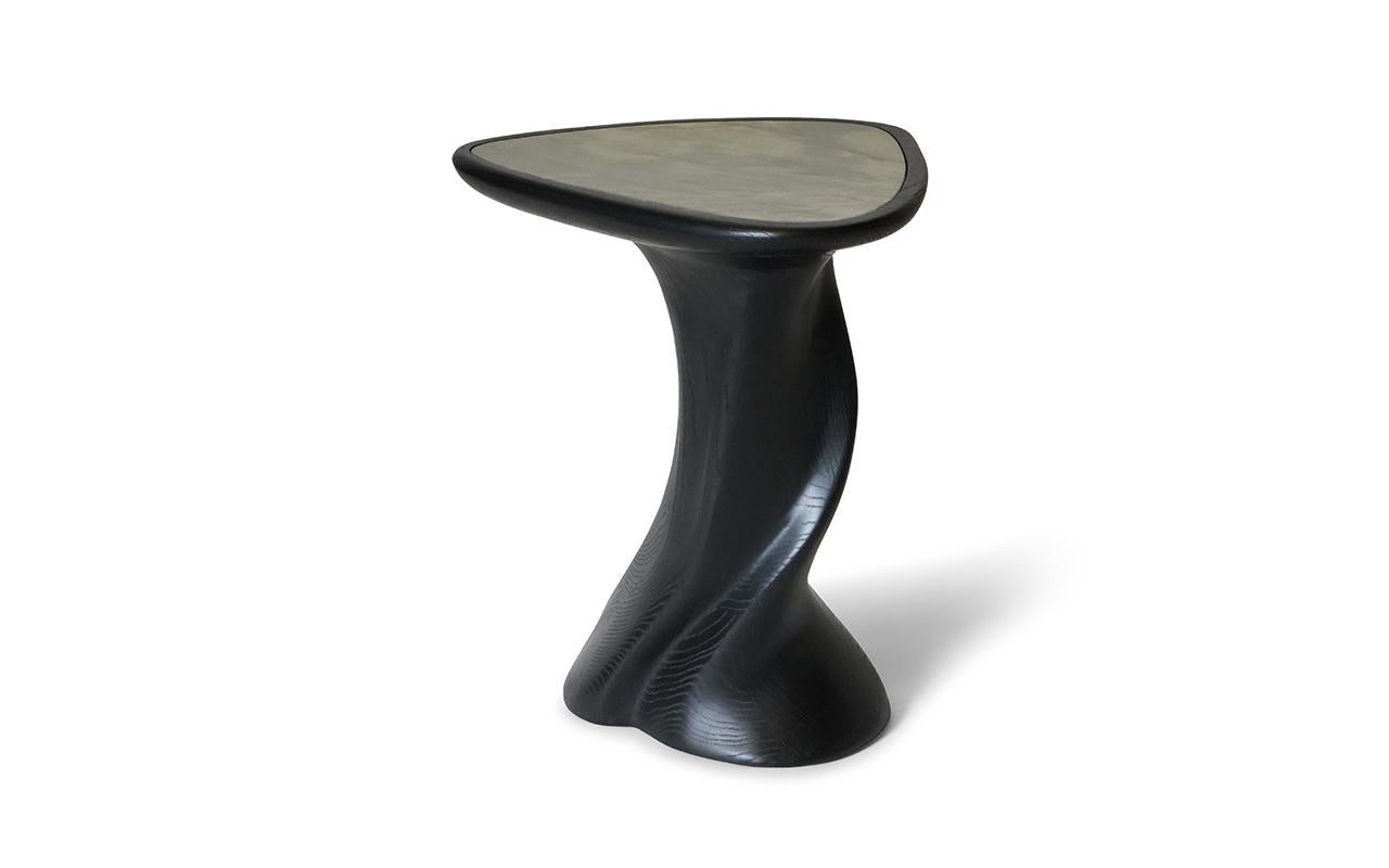 Abbi side table in Ebony stain on Ash wood with white marble top. The dimensions are 15