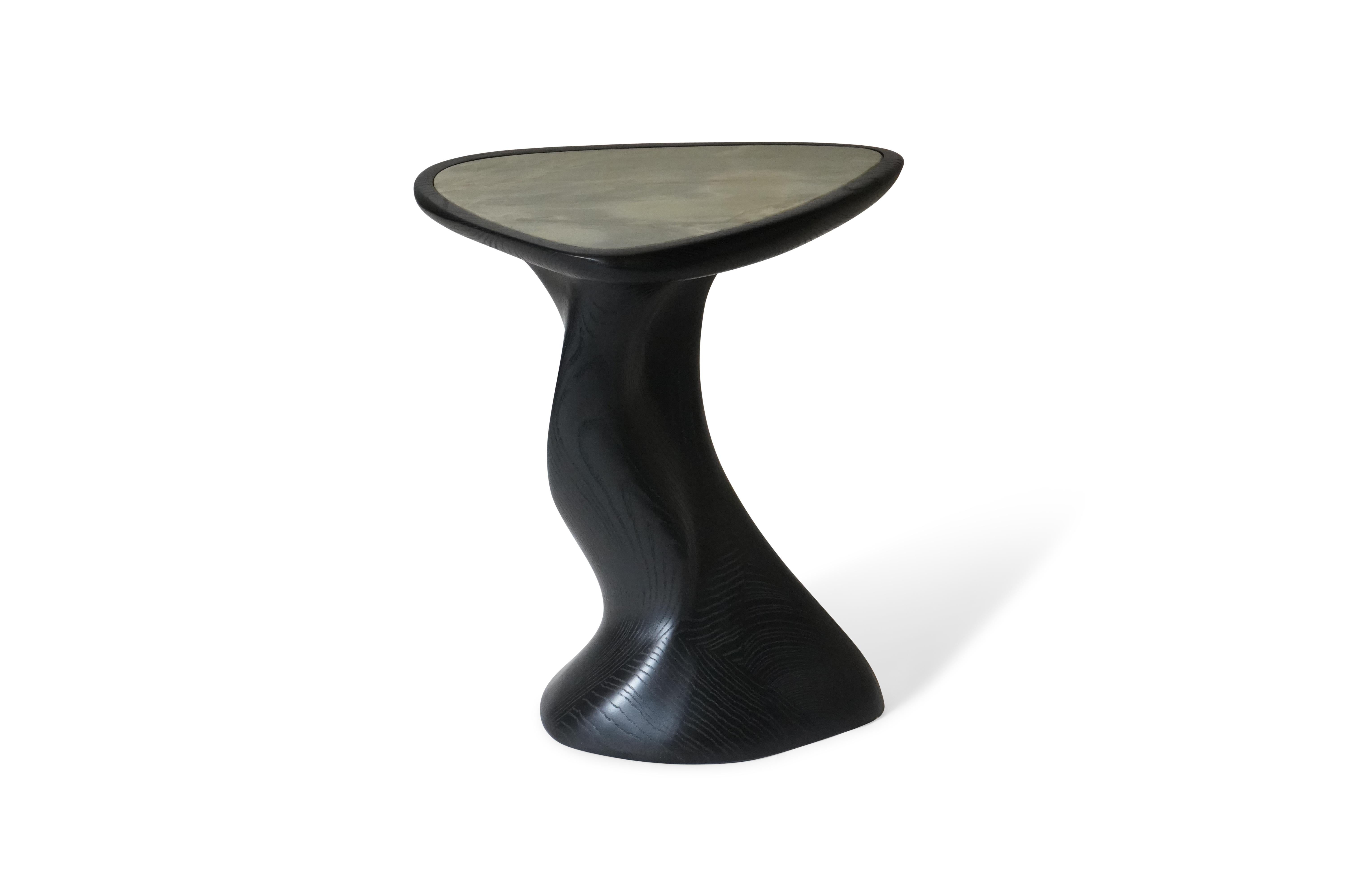 Amorph Abbi Side Table Ebony stain on Ash wood with Marble Top In New Condition For Sale In Los Angeles, CA