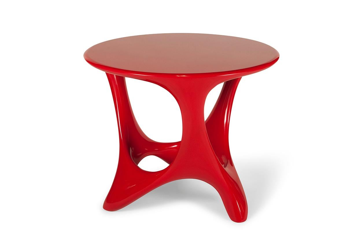Organic Modern Amorph Alamos Central Table Red Lacquer  For Sale