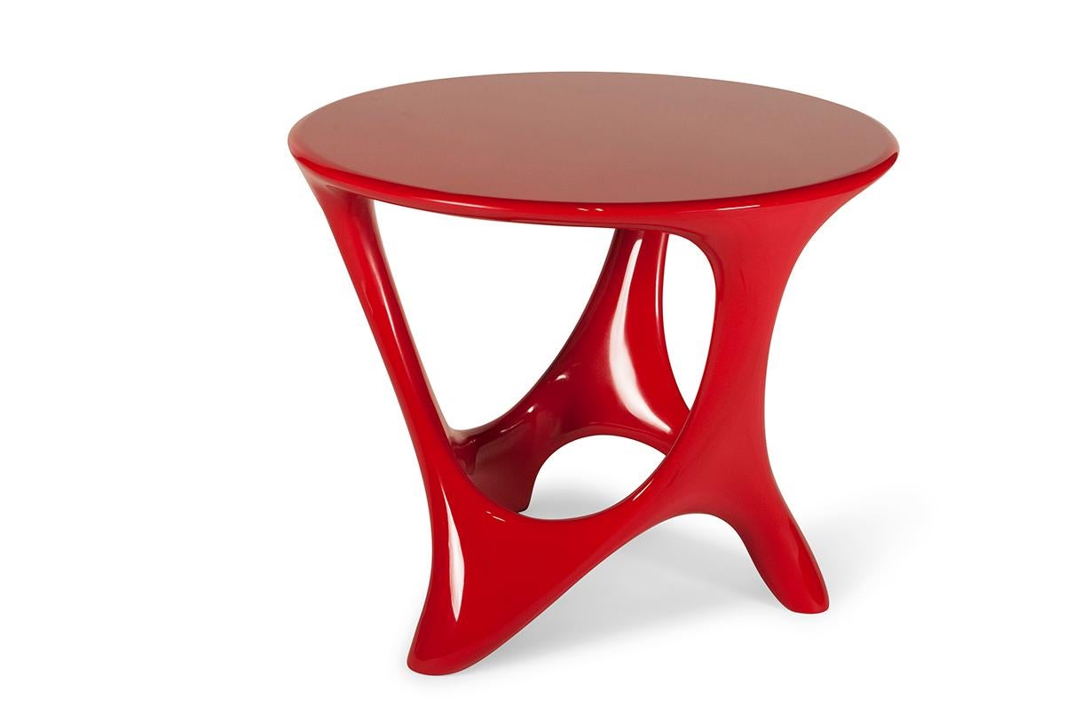 American Amorph Alamos Central Table Red Lacquer  For Sale