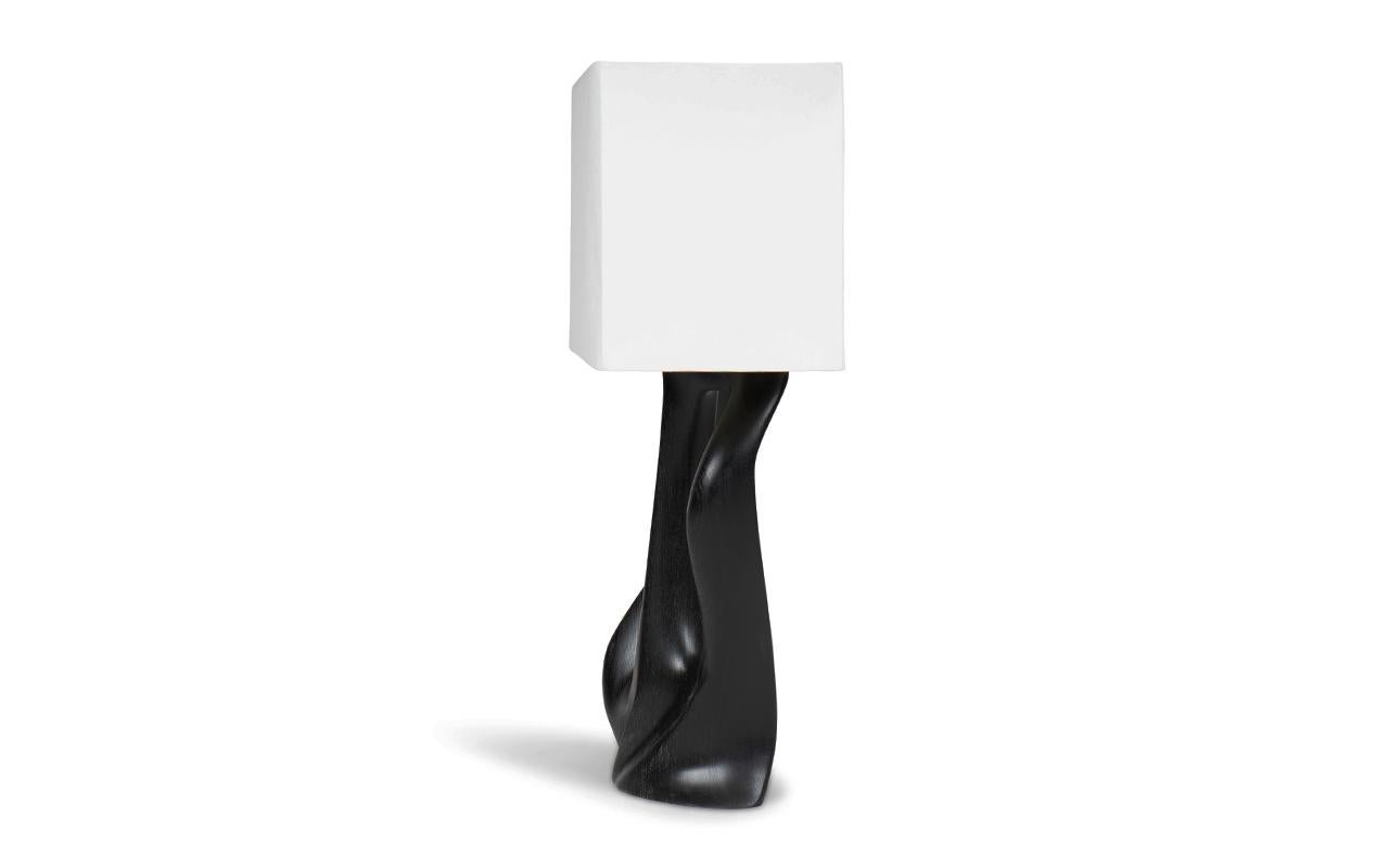 Amorph Ana Table lamp Ebony stain on Ash wood with Ivory silk shade In New Condition For Sale In Los Angeles, CA