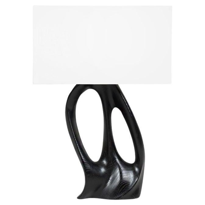 Amorph Ana Table lamp Ebony stain on Ash wood with Ivory silk shade For Sale