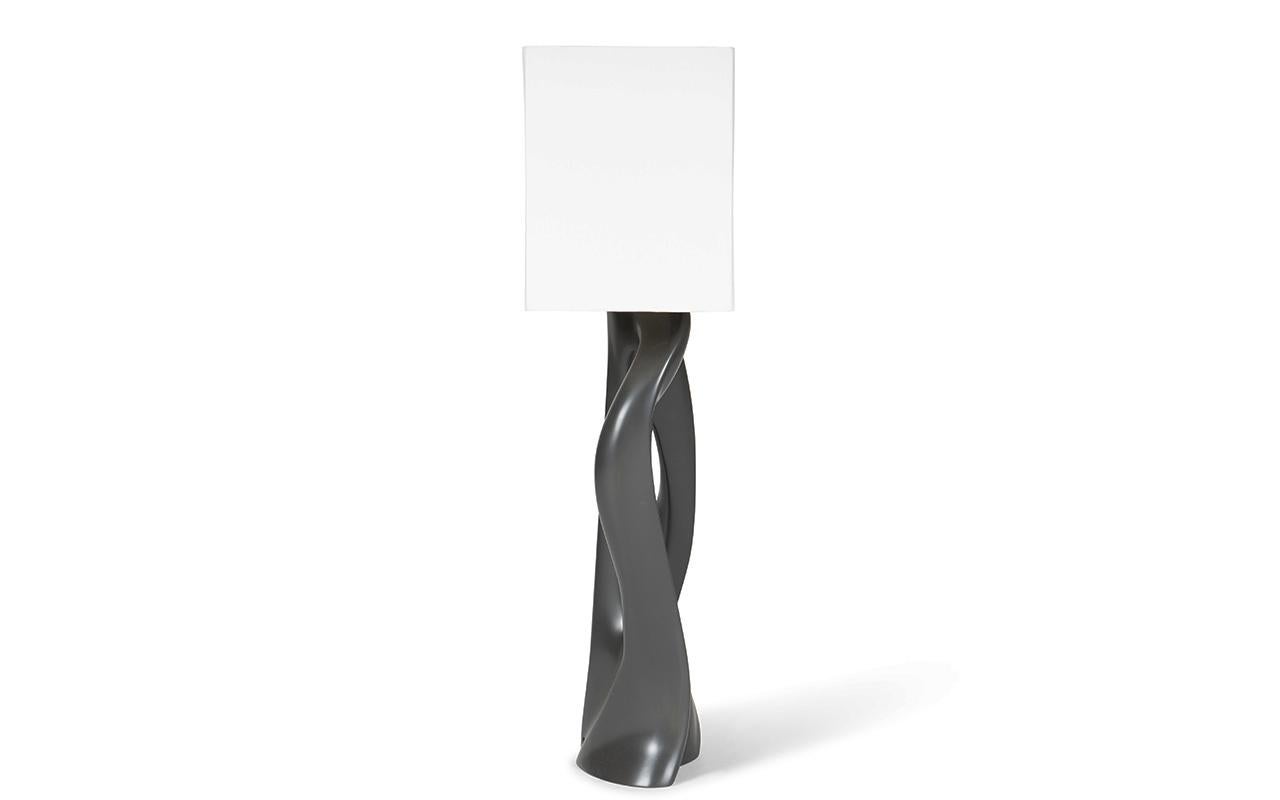 Organic Modern Amorph Ana Table lamp Gray Lacquer with Ivory silk shade For Sale