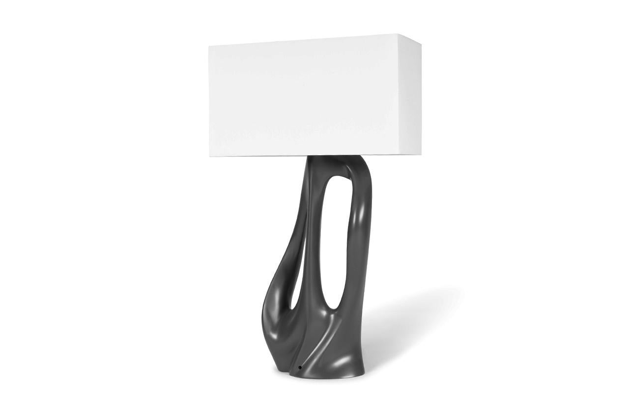 American Amorph Ana Table lamp Gray Lacquer with Ivory silk shade For Sale