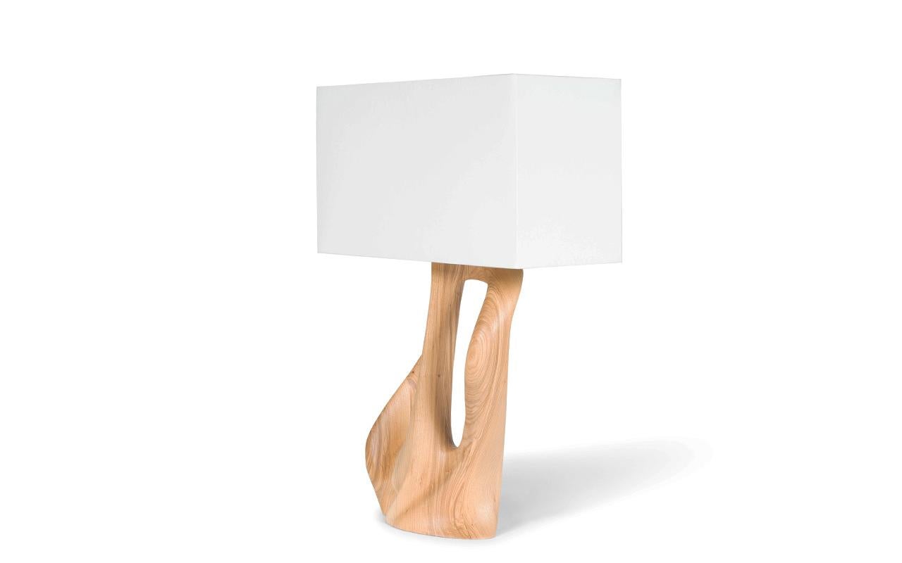 American Amorph Ana Table lamp Honey stain on Ash wood with Ivory silk shade For Sale