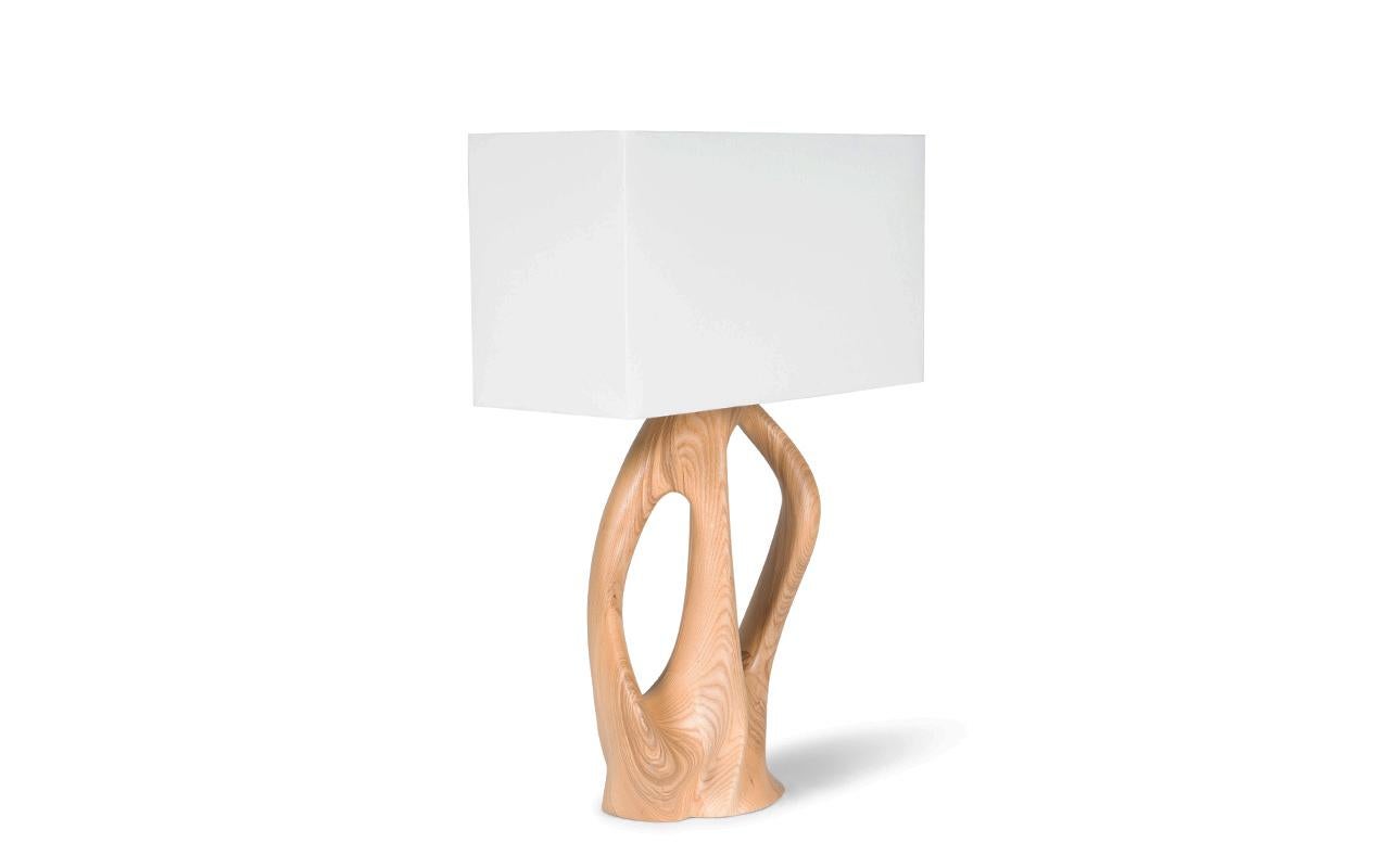 Amorph Ana Table lamp Honey stain on Ash wood with Ivory silk shade In New Condition For Sale In Los Angeles, CA
