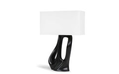 Ana table lamp in Ebony stain on Ash wood with Ivory silk shade by Amorph