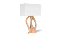 Ana Table Lamp, Honey stain, Ash wood with Ivory silk Drum Shade by Amorph