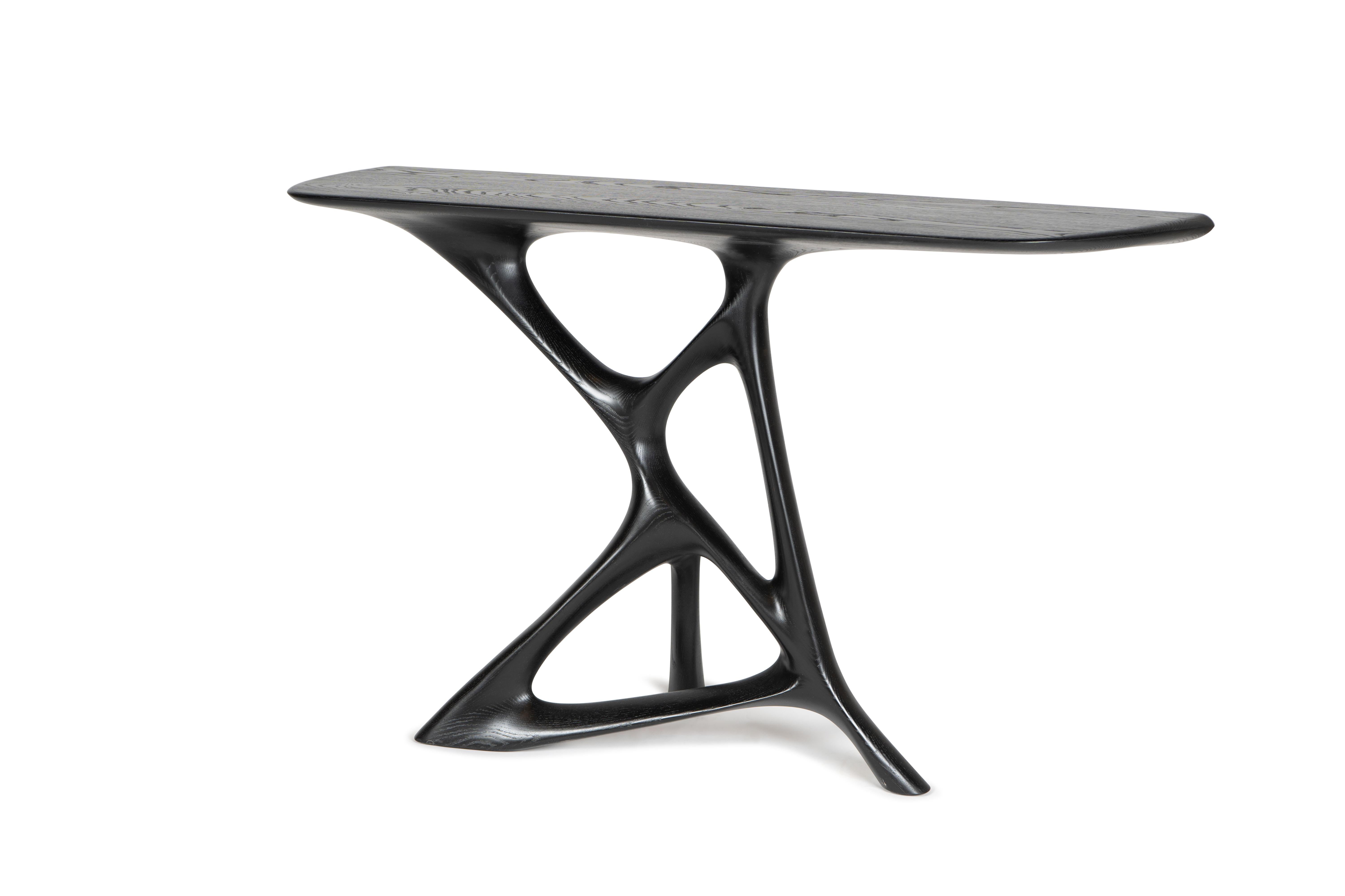 Carved Anika Console Ebony on Ash wood by Amorph For Sale
