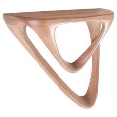 Amorph Aras modern wall mounted Console in White Oak wood caroused