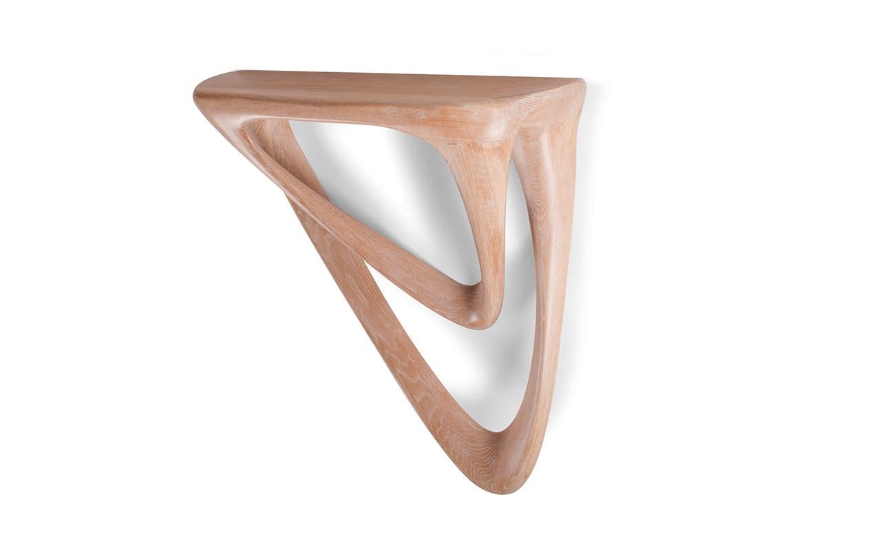 Organic Modern Aras Console table White Oak, Stained, Wall Mounted by Amorph For Sale