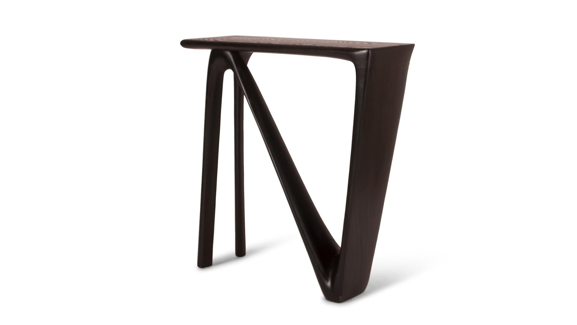 Organic Modern Astra Console Table in Ebony stain on Ash wood by Amorph For Sale