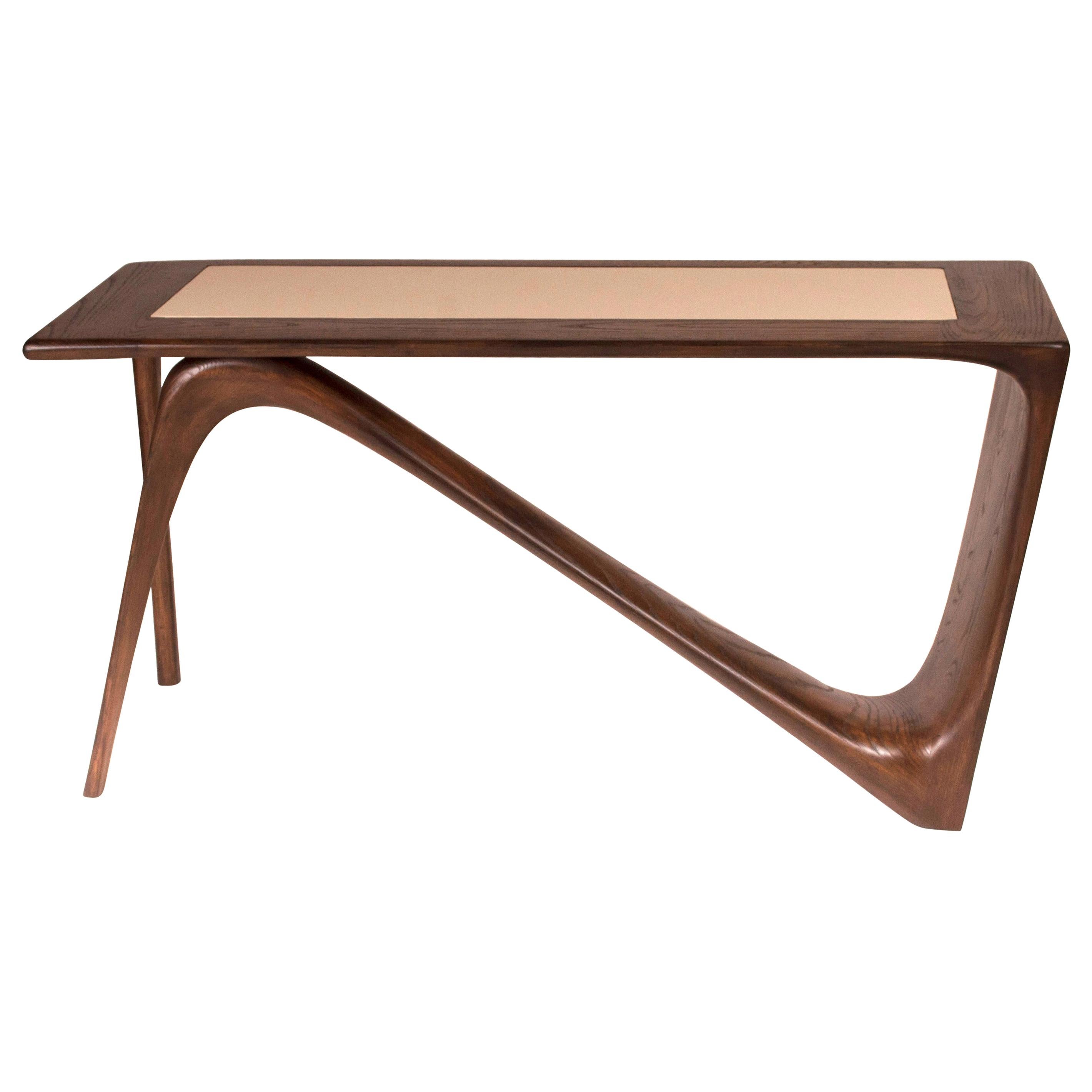 Amorph Astra Desk Graphite Walnut stain on Ash wood with Top leather For Sale