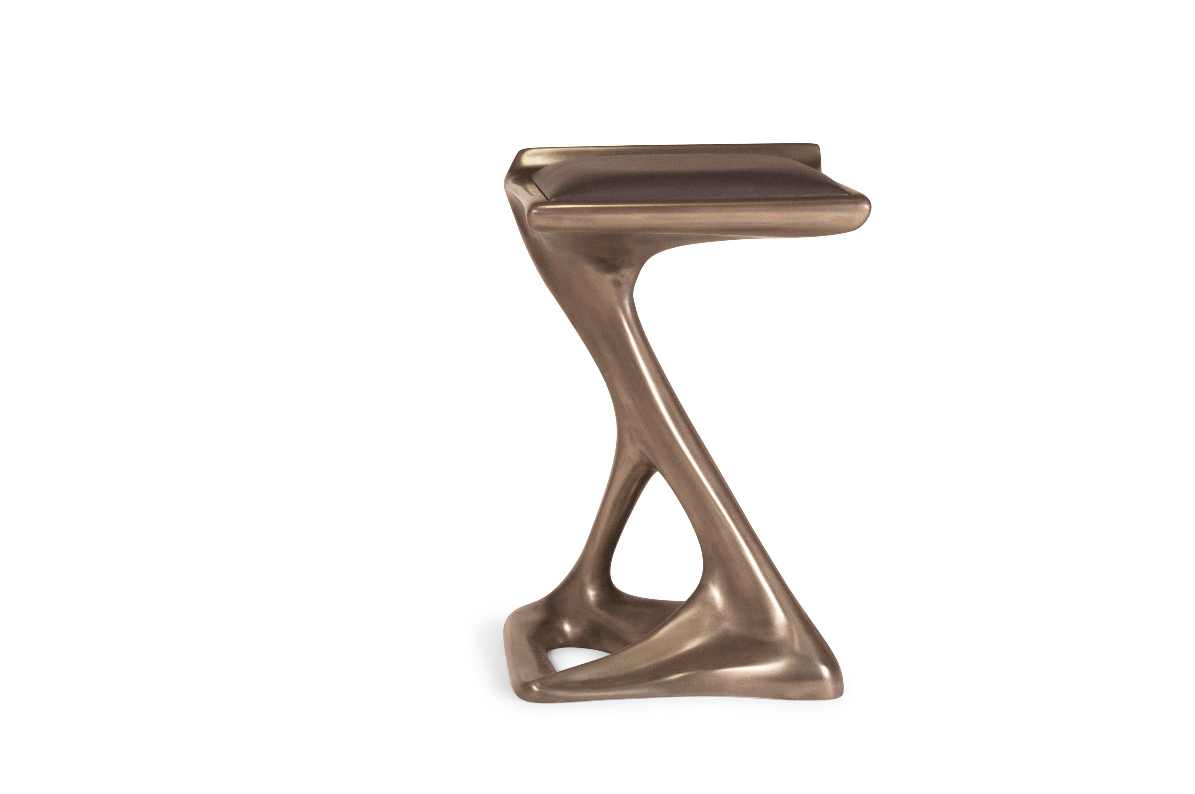Machine-Made Amorph Attitude Bar Stool in Nickel Finish with Upholstery