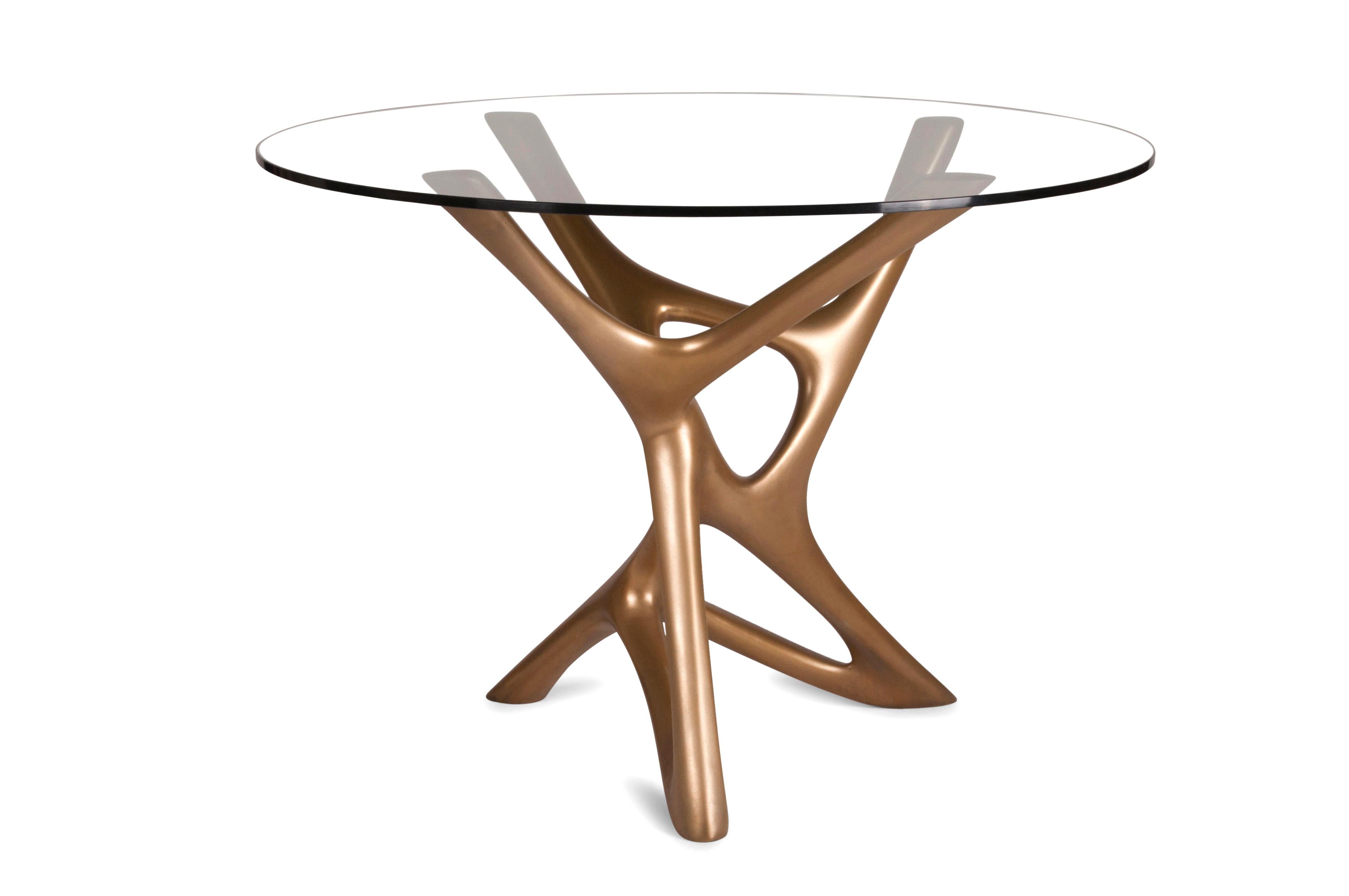 American Amorph Ava Center / Dining Table, Gold Finish, Wood