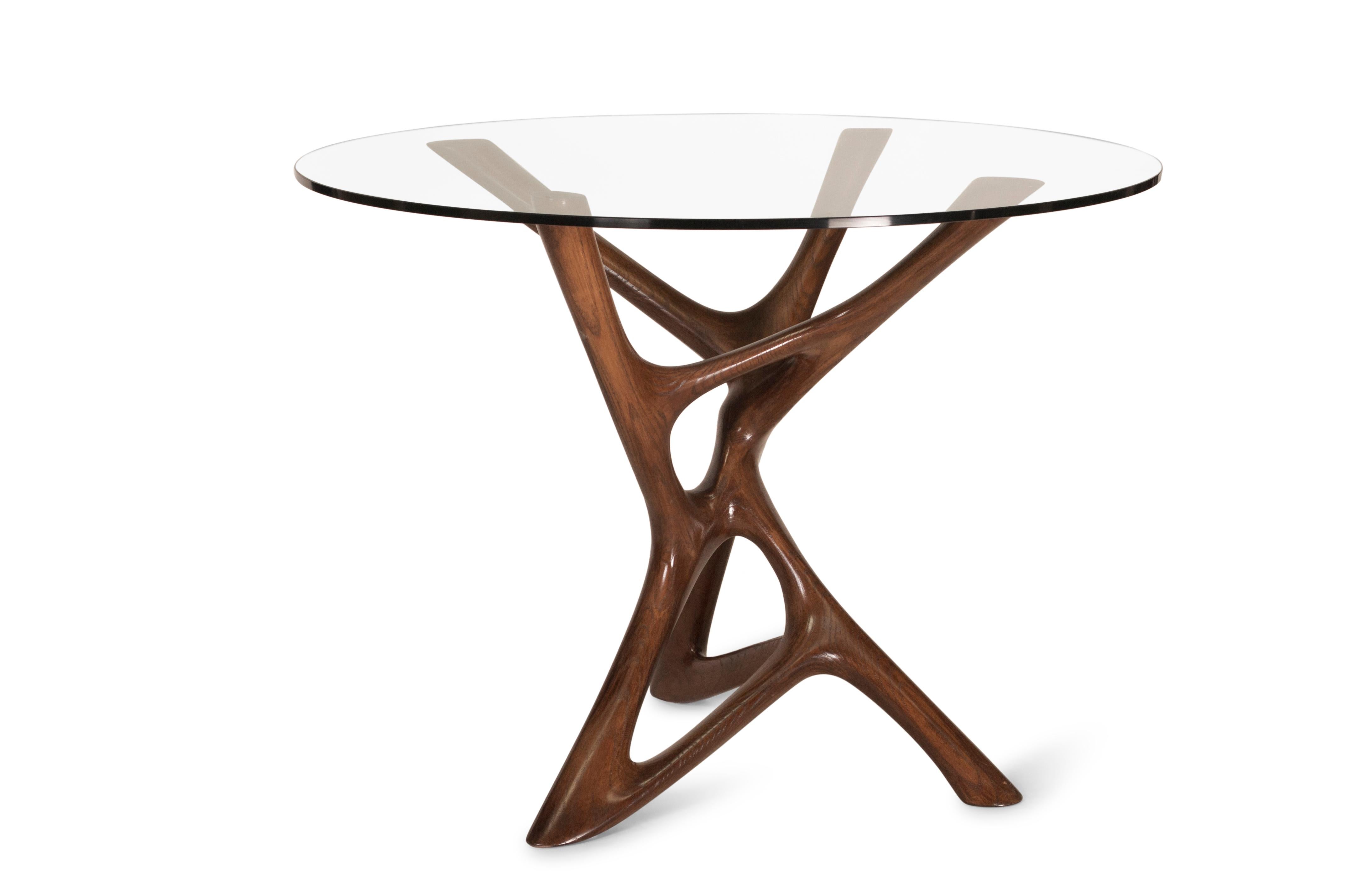 Organic Modern Amorph Ava Center or Dining Table, Solid Wood Stained Graphite Walnut For Sale