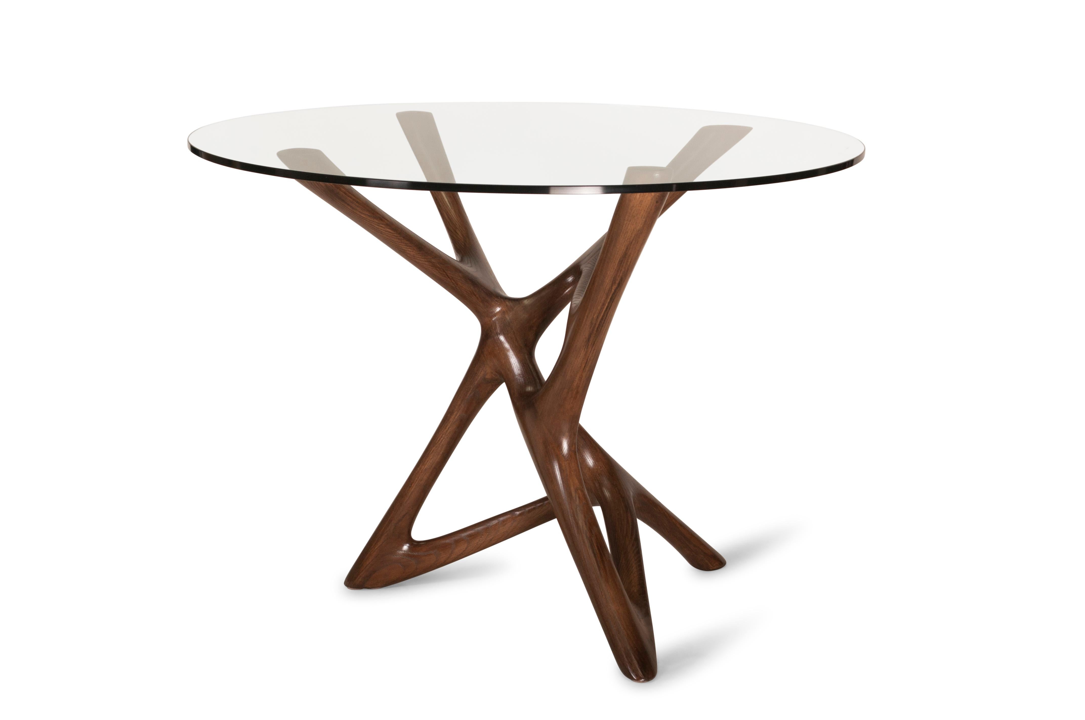 Amorph Ava Center or Dining Table, Solid Wood Stained Graphite Walnut In New Condition For Sale In Los Angeles, CA