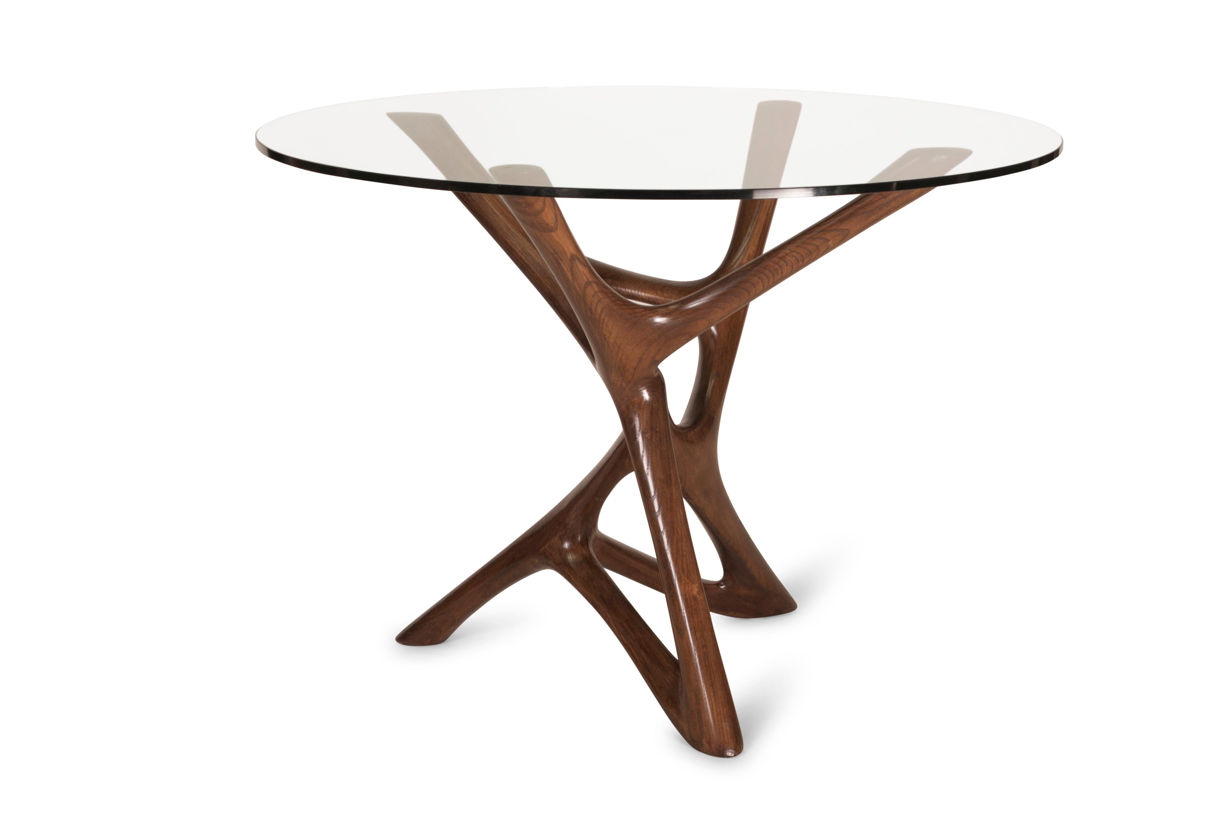 Contemporary Amorph Ava Center or Dining Table, Solid Wood Stained Graphite Walnut For Sale